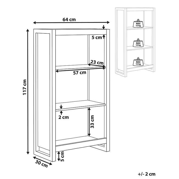 Estante de 3 niveles madera clara y blanco JOHNSON 10