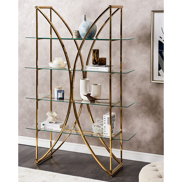 Estante con 4 estantes de metal dorado HOLLOW 9