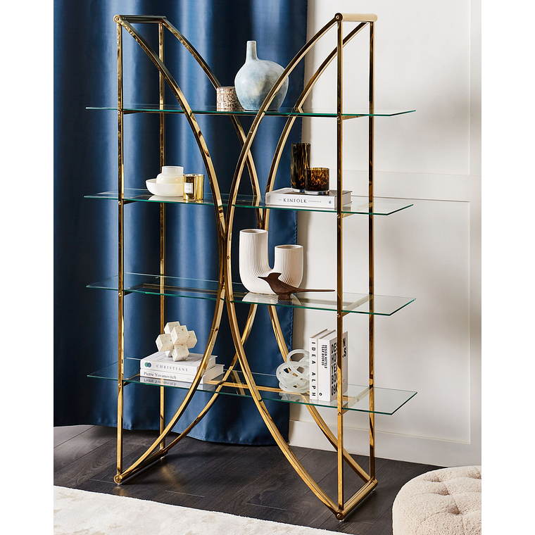 Estante con 4 estantes de metal dorado HOLLOW 10