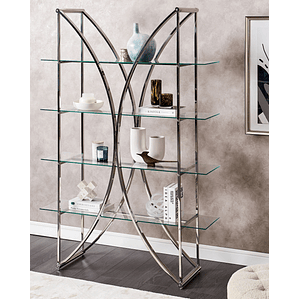 Estante con 4 estantes de metal plateado HOLLOW