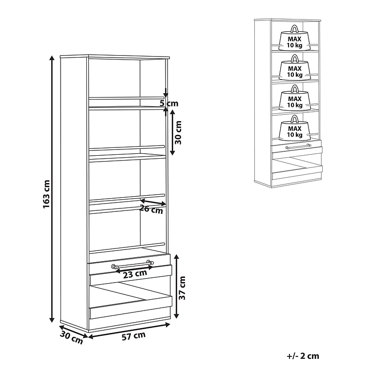 Estante madera clara/negro 163 cm SALTER 11