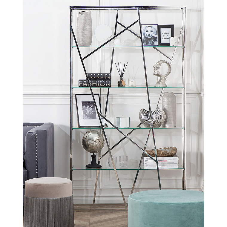 Estante de metal plateado 175 cm HOXIE 2