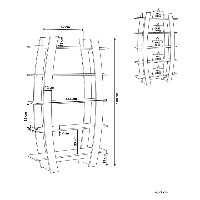 Estante negra 180 cm KENER 7