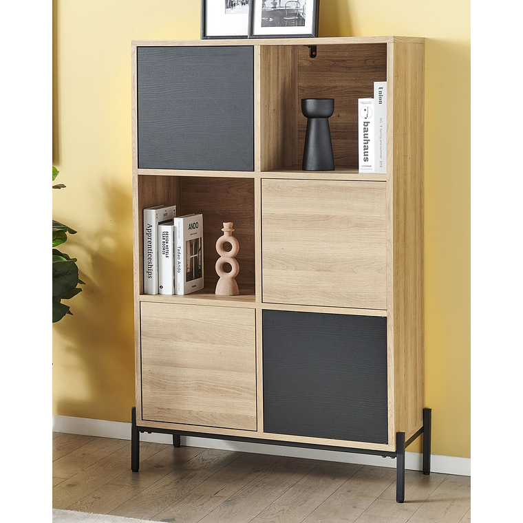 Estante madera clara/gris/negro 135 cm MOINES 2