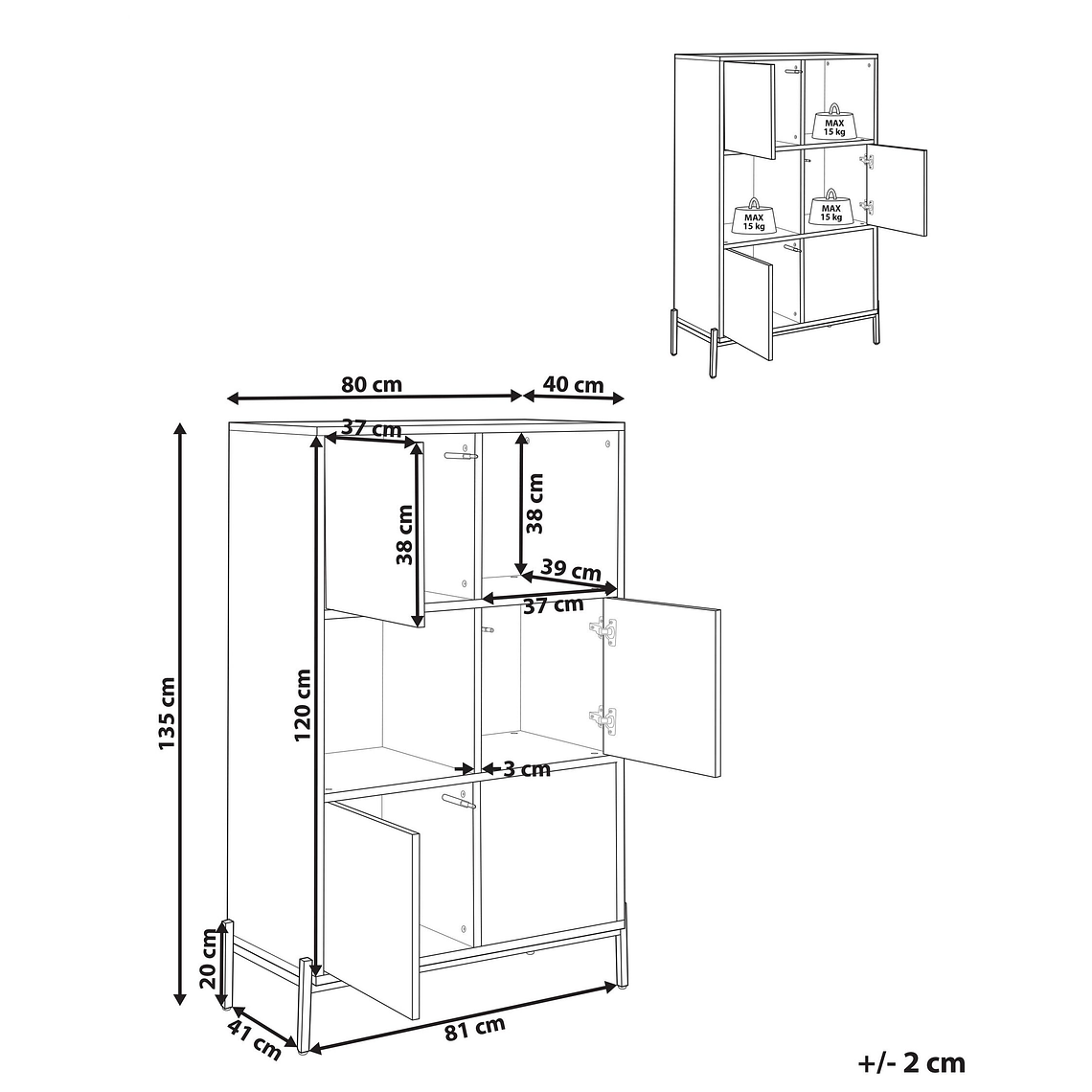 Estante madera clara/gris/negro 135 cm MOINES 13