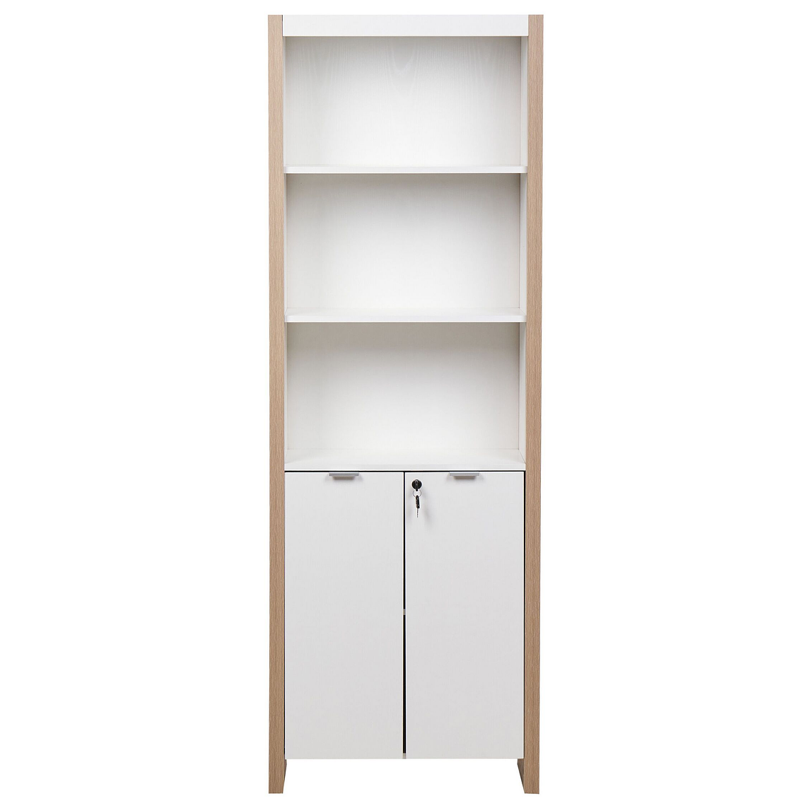 Estante con 2 puertas y 3 estantes madera clara y blanco 184 cm JOHNSON 5