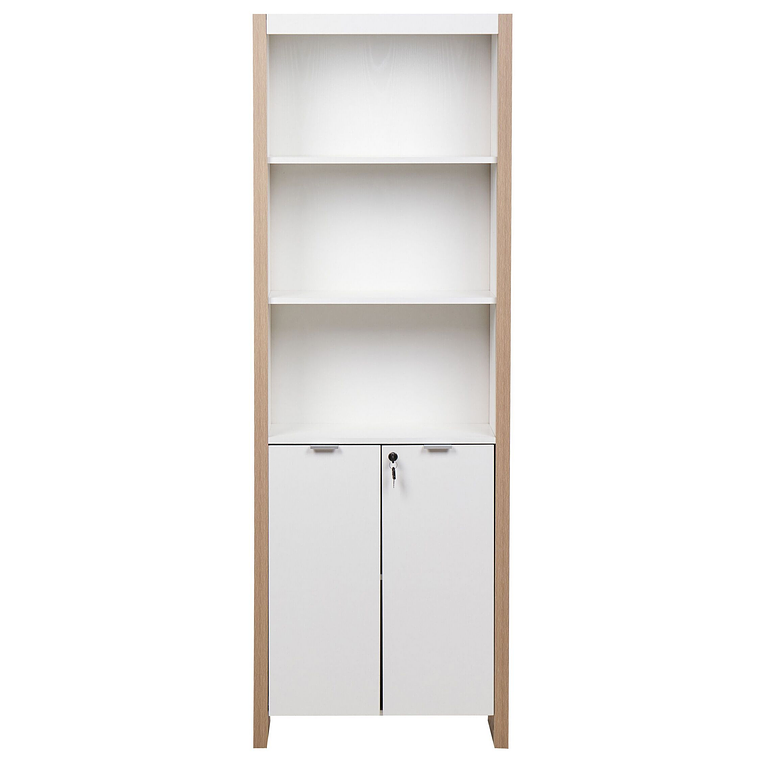 Estante con 2 puertas y 3 estantes madera clara y blanco 184 cm JOHNSON 5