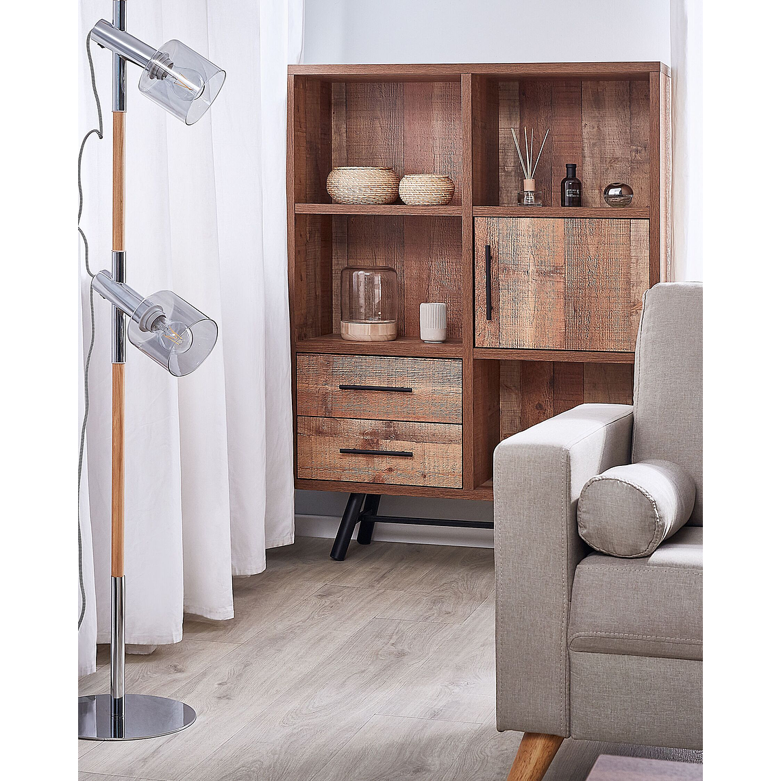 Estante madera clara/negro 131 cm ATLANTA 2