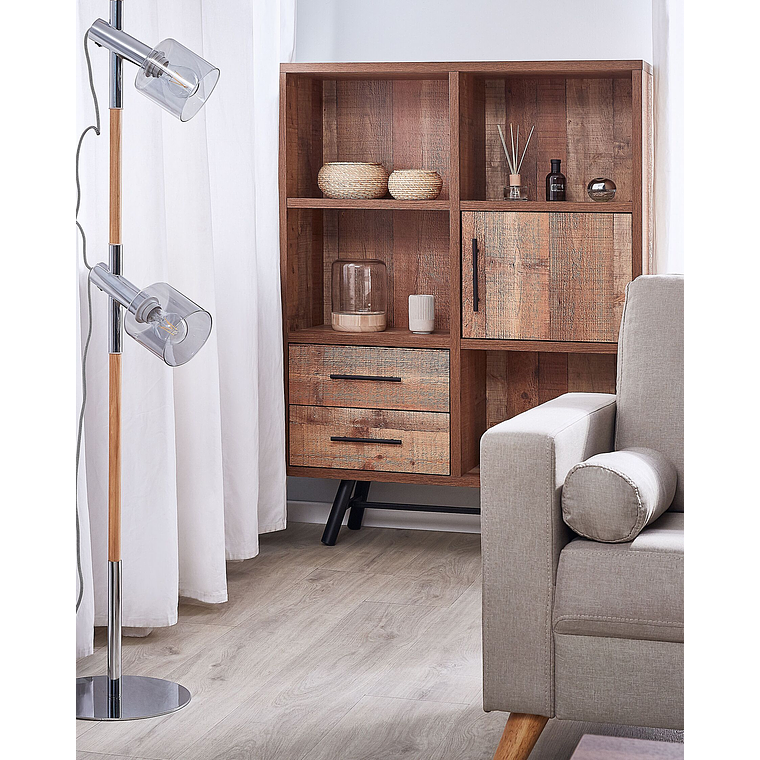 Estante madera clara/negro 131 cm ATLANTA 2