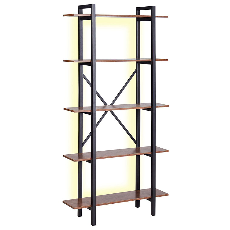 Estante de 5 baldas LED de madera oscura DARBY 1