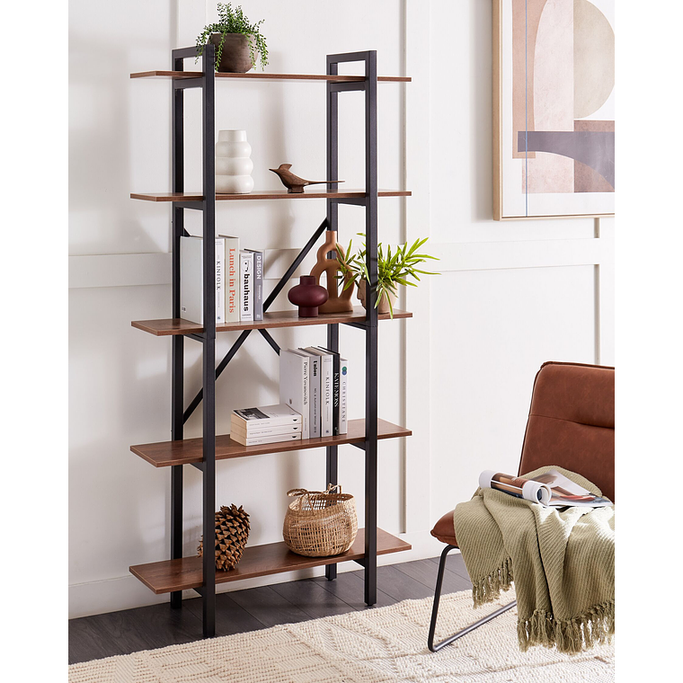 Estante de 5 baldas LED de madera oscura DARBY 3