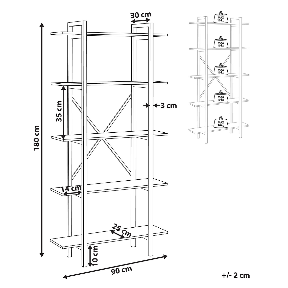Estante de 5 baldas LED de madera oscura DARBY 10