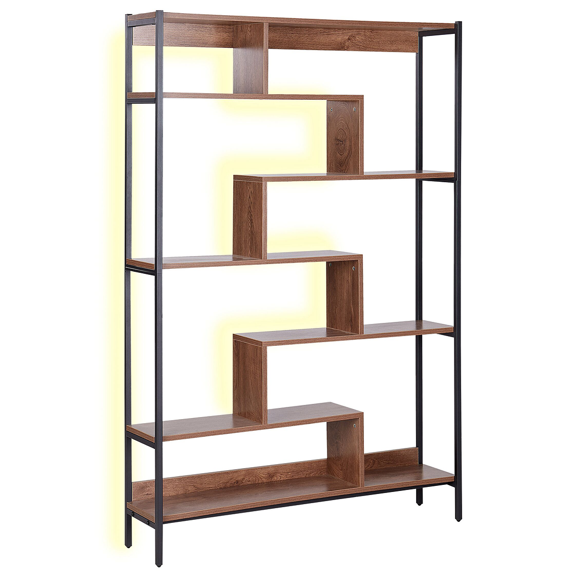 Estante de 6 baldas LED de madera oscura DAVEN 1
