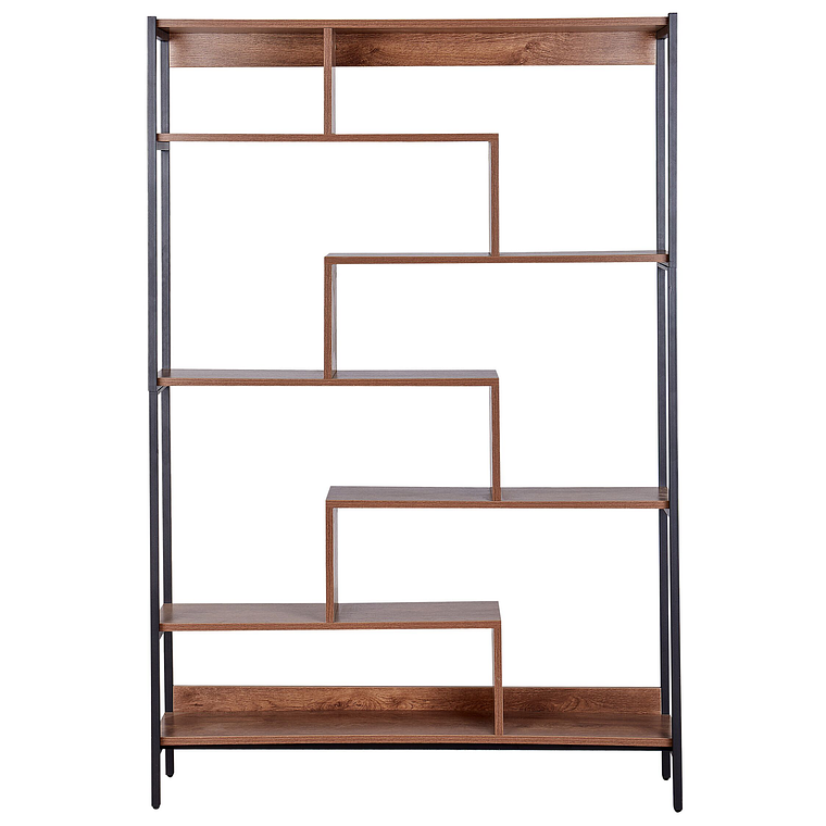 Estante de 6 baldas LED de madera oscura DAVEN 5