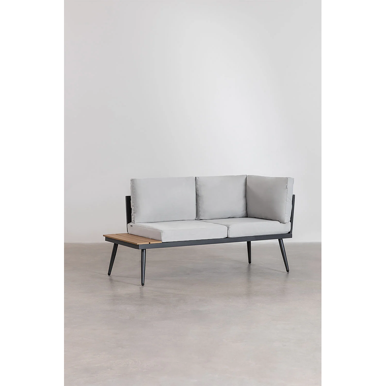 Terraza en Aluminio y Madera de Acacia Nadi negro y gris 6