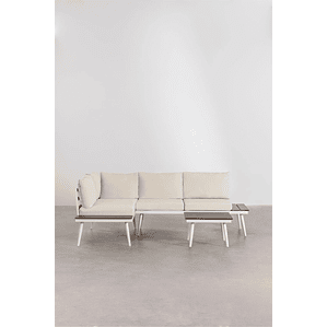 Terraza en Aluminio y Madera de Acacia Nadi beige crema y beige tapioca