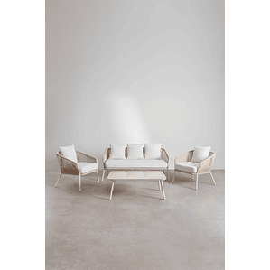 Terraza en Aluminio y trezado de cuerda eslinga Arhiza beige tapioca