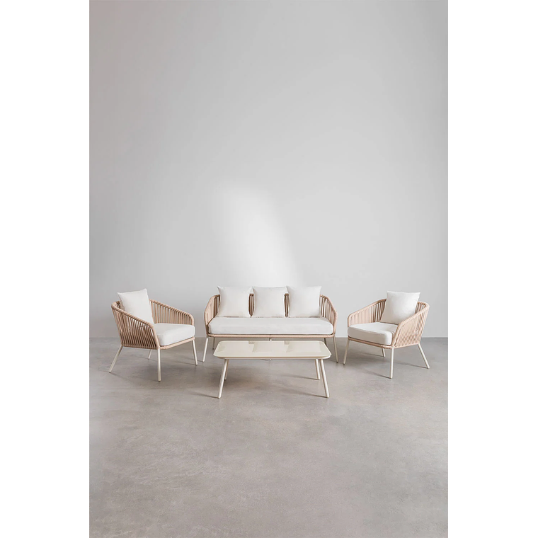 Terraza en Aluminio y trezado de cuerda eslinga Arhiza beige tapioca 1