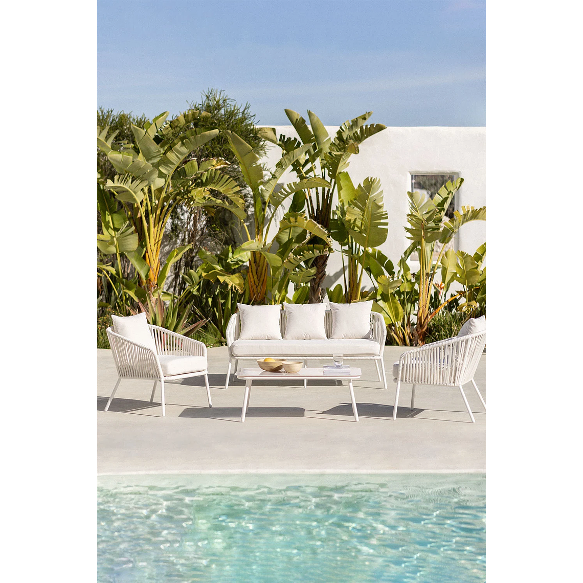 Terraza en Aluminio y trezado de cuerda eslinga Arhiza blanco gardenia 2