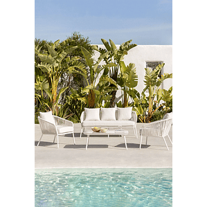 Terraza en Aluminio y trezado de cuerda eslinga Arhiza blanco gardenia