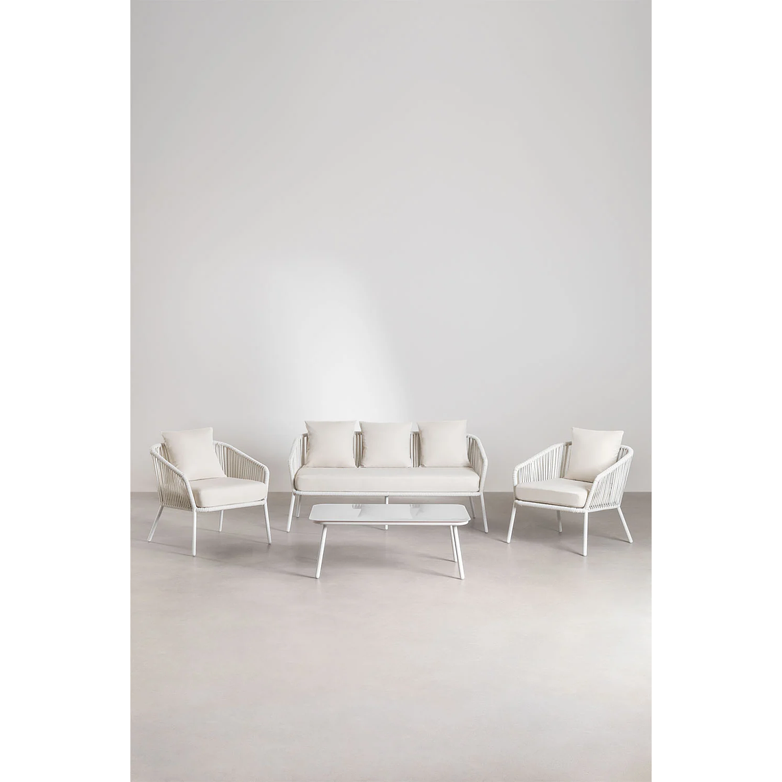 Terraza en Aluminio y trezado de cuerda eslinga Arhiza blanco gardenia 1