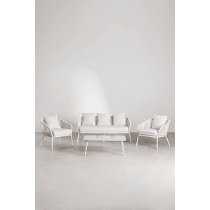 Terraza en Aluminio y trezado de cuerda eslinga Arhiza blanco gardenia