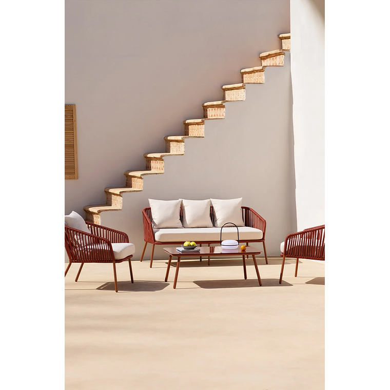 Terraza en Aluminio y trezado de cuerda eslinga Arhiza rojo teja 2