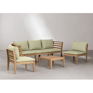 Terraza de Jardín de 5 Piezas con Reposabrazos y Mesa de Centro Filips verde caqui