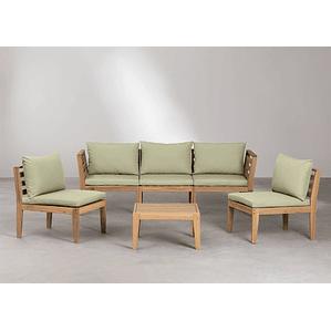 Terraza de Jardín de 5 Piezas con Reposabrazos y Mesa de Centro Filips verde caqui