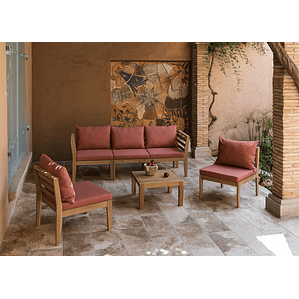 Terraza de Jardín de 5 Piezas con Reposabrazos y Mesa de Centro Filips terracota