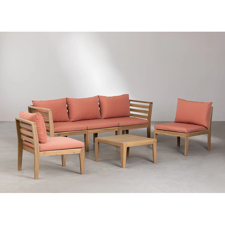 Terraza de Jardín de 5 Piezas con Reposabrazos y Mesa de Centro Filips terracota 2