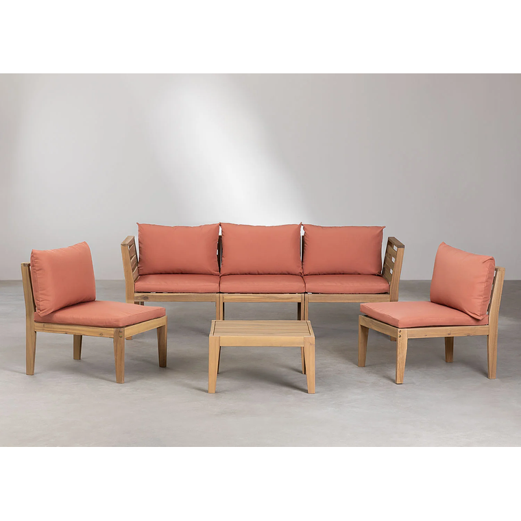 Terraza de Jardín de 5 Piezas con Reposabrazos y Mesa de Centro Filips terracota 3