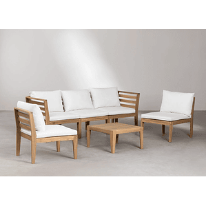 Terraza de Jardín de 5 Piezas con Reposabrazos y Mesa de Centro Filips blanco gardenia