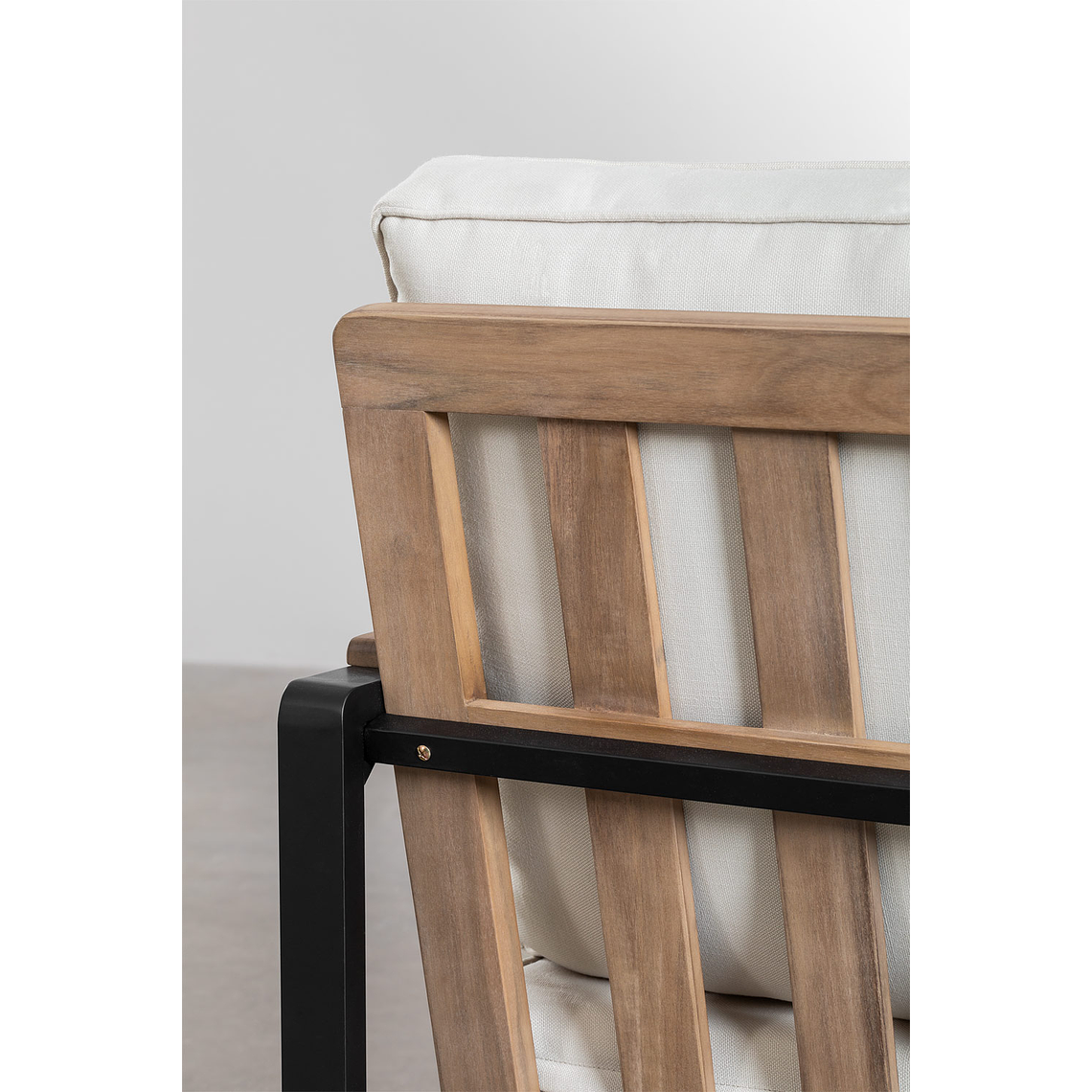 Terraza con Sofá de 3 Plazas en Aluminio y Madera de Acacia Giselle negro 5