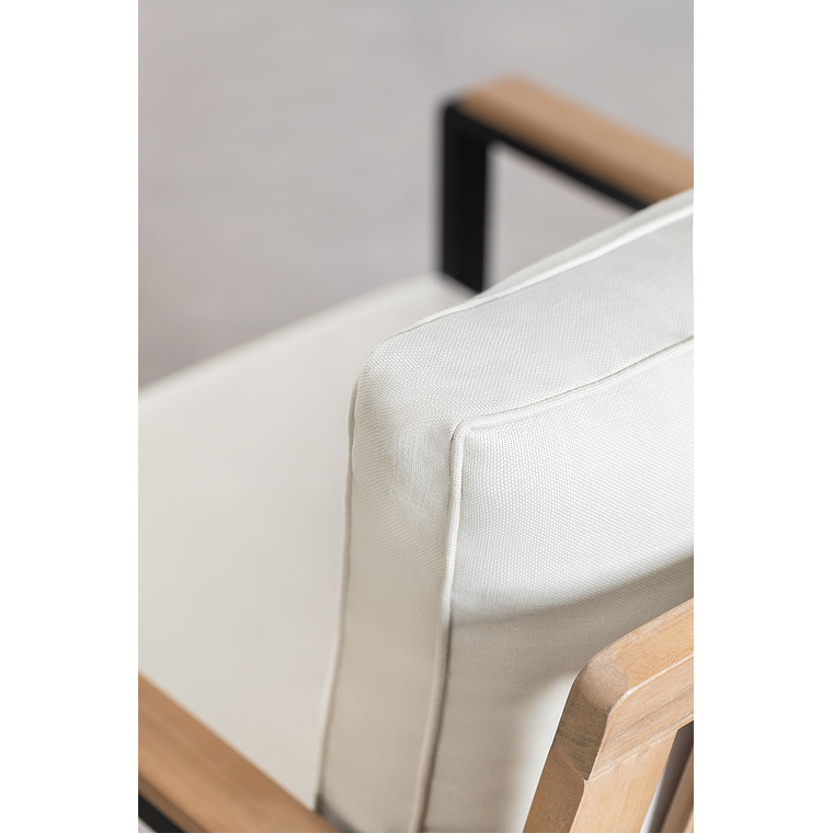 Terraza con Sofá de 3 Plazas en Aluminio y Madera de Acacia Giselle negro 8