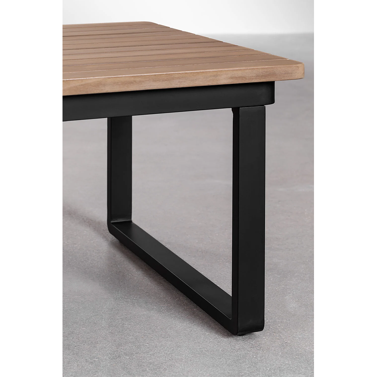 Terraza con Sofá de 3 Plazas en Aluminio y Madera de Acacia Giselle negro 11