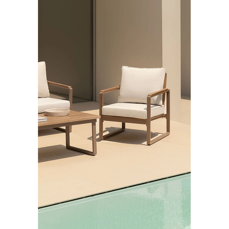 Terraza con Sofá de 3 Plazas en Aluminio y Madera de Acacia Giselle gris topo 3