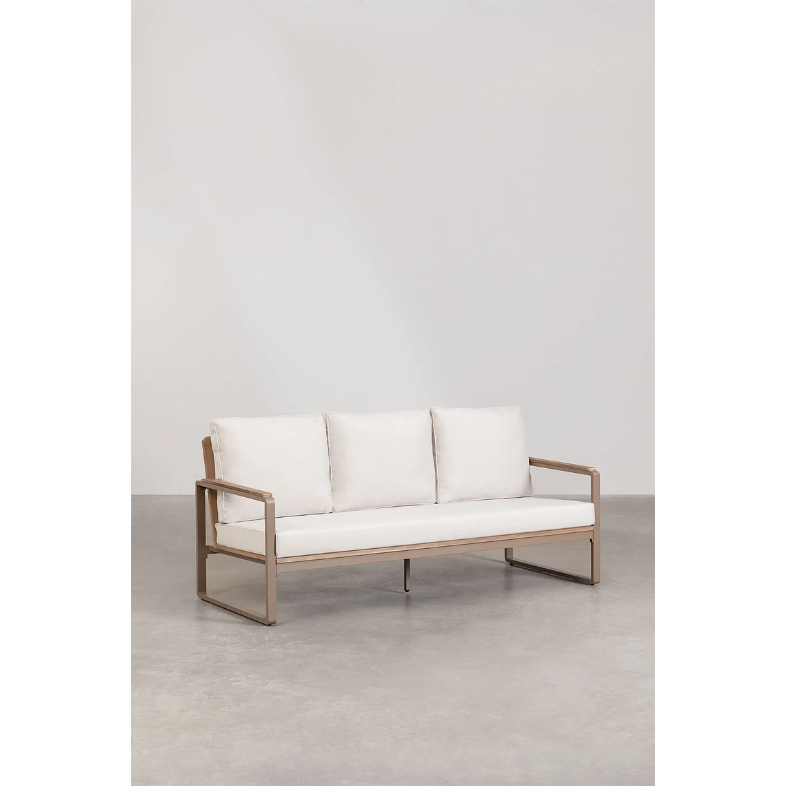 Terraza con Sofá de 3 Plazas en Aluminio y Madera de Acacia Giselle gris topo 5