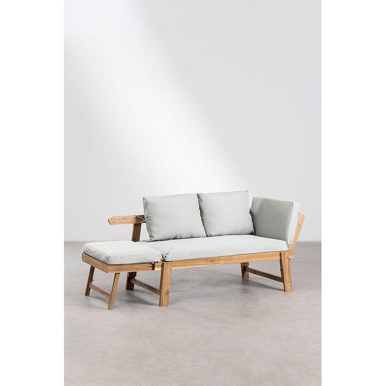 Sofá 3 Plazas de Terraza Regulable en Madera de Acacia Guille gris claro 3