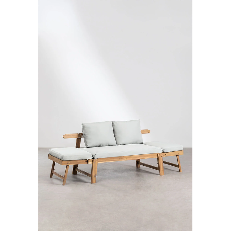 Sofá 3 Plazas de Terraza Regulable en Madera de Acacia Guille gris claro 4