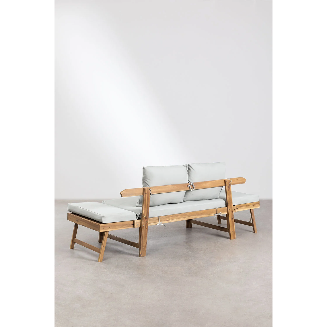 Sofá 3 Plazas de Terraza Regulable en Madera de Acacia Guille gris claro 6