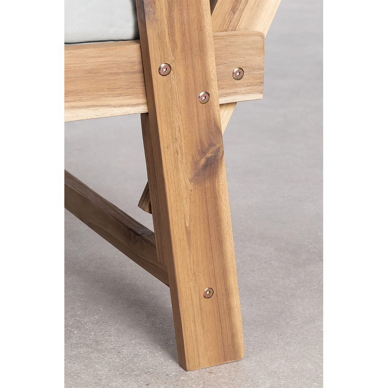 Sofá 3 Plazas de Terraza Regulable en Madera de Acacia Guille gris claro 8