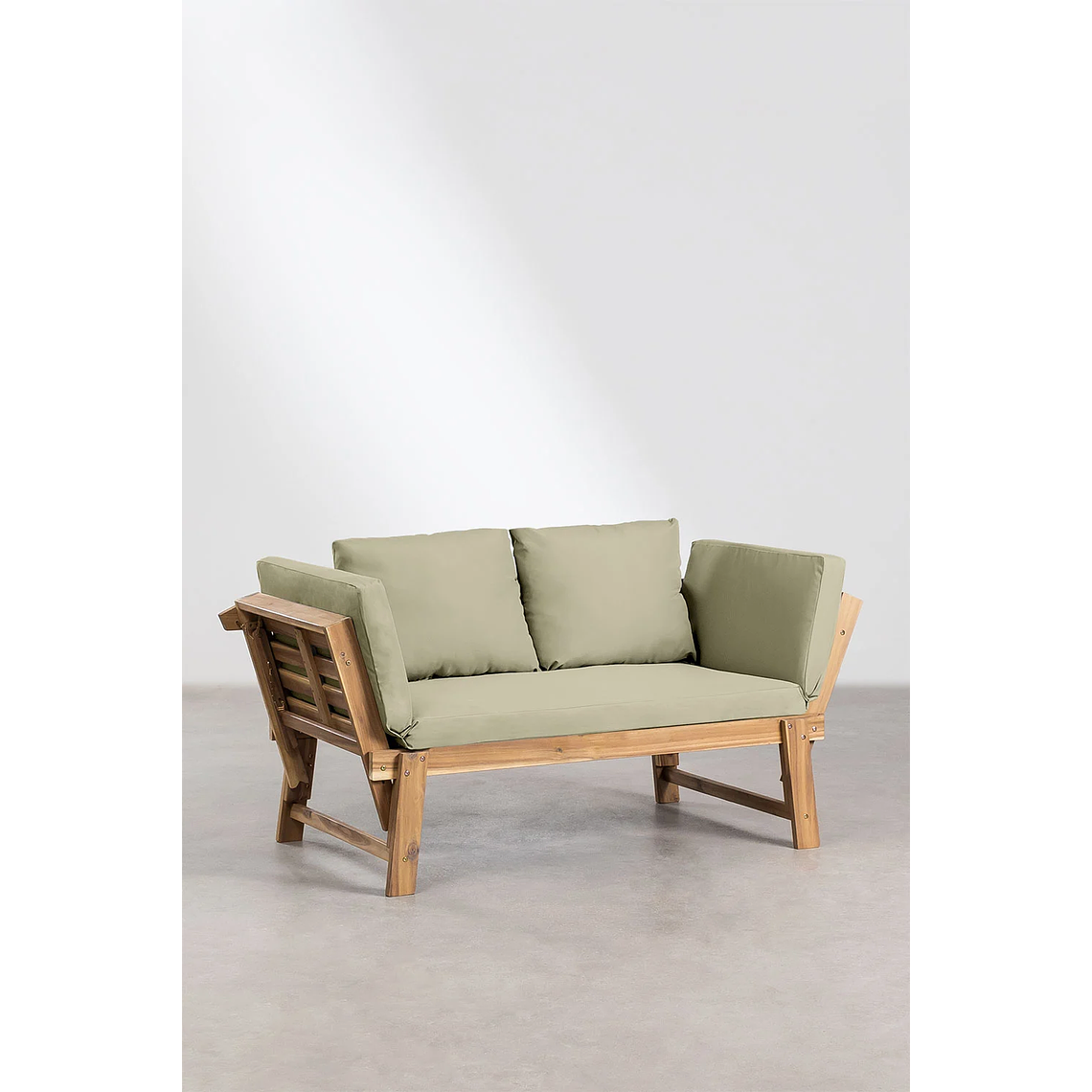 Sofá 3 Plazas de Terraza Regulable en Madera de Acacia Guille verde caqui 2