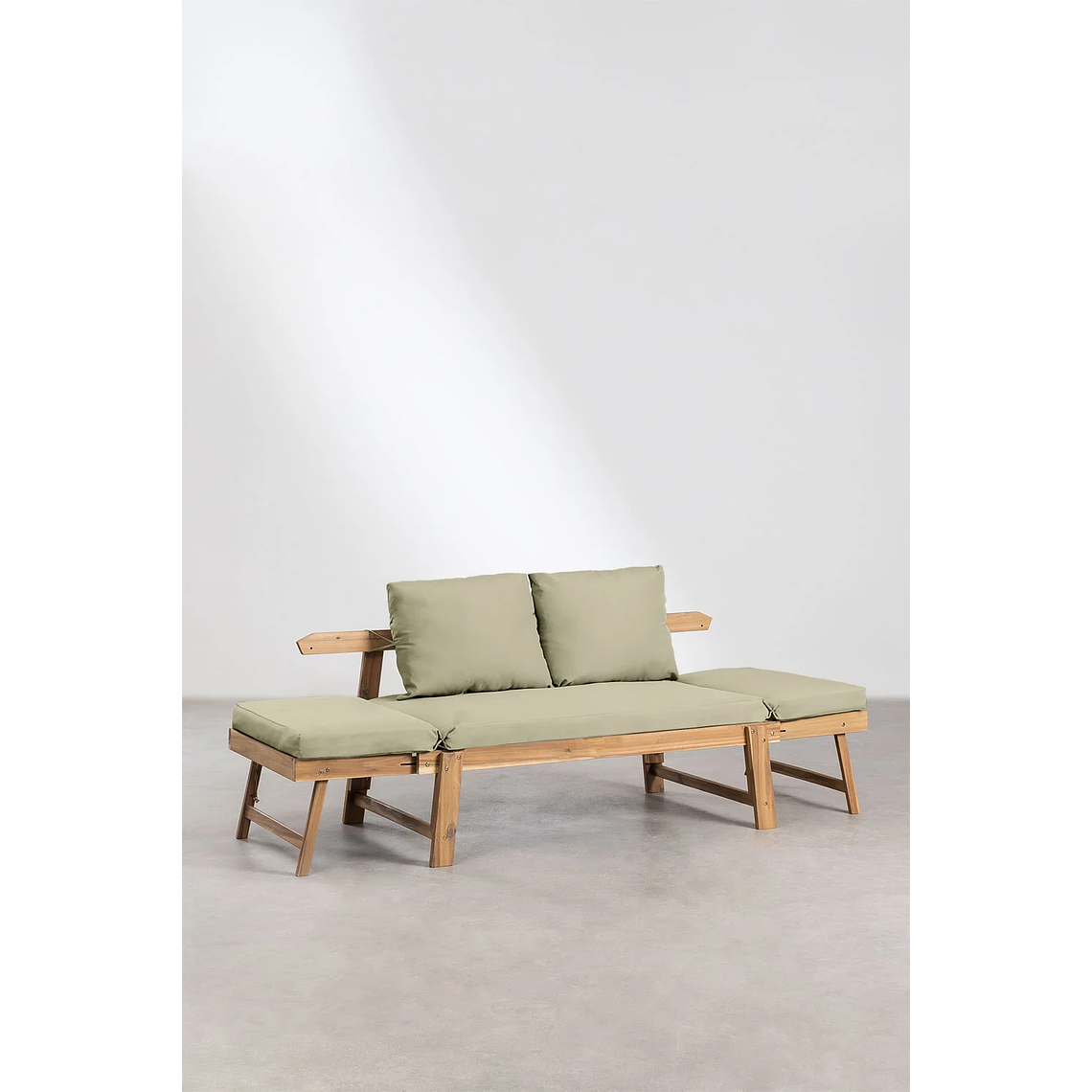 Sofá 3 Plazas de Terraza Regulable en Madera de Acacia Guille verde caqui 4
