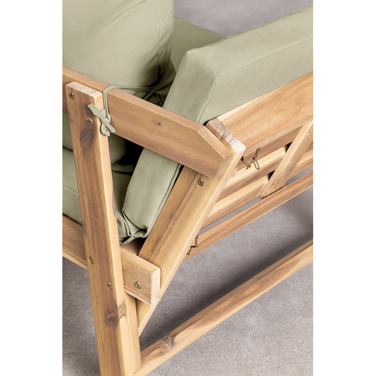 Sofá 3 Plazas de Terraza Regulable en Madera de Acacia Guille verde caqui 7