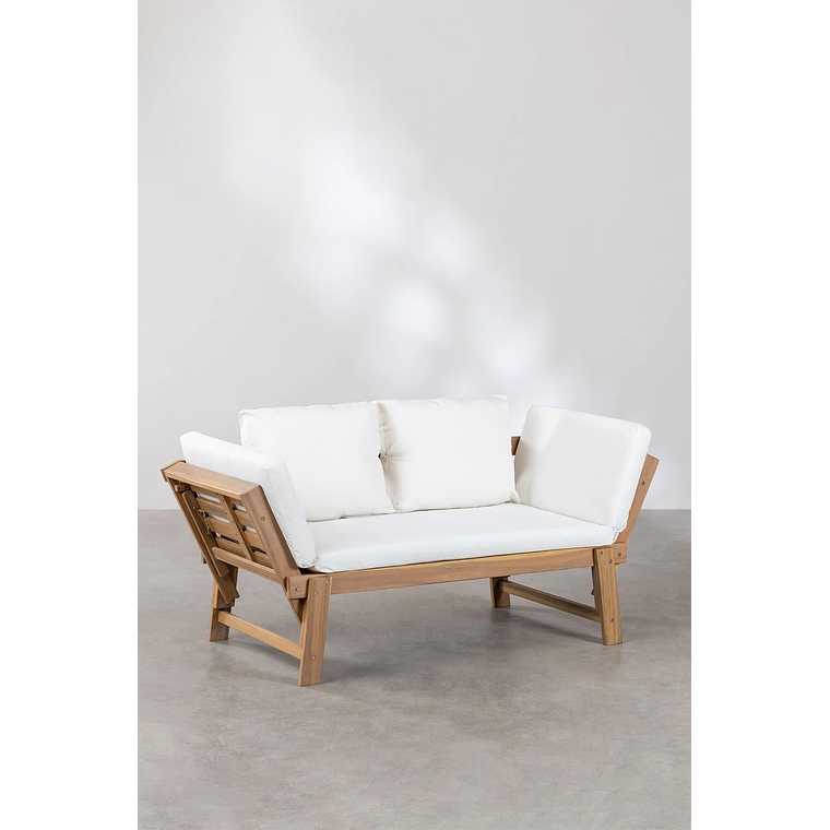 Sofá 3 Plazas de Terraza Regulable en Madera de Acacia Guille blanco gardenia 2