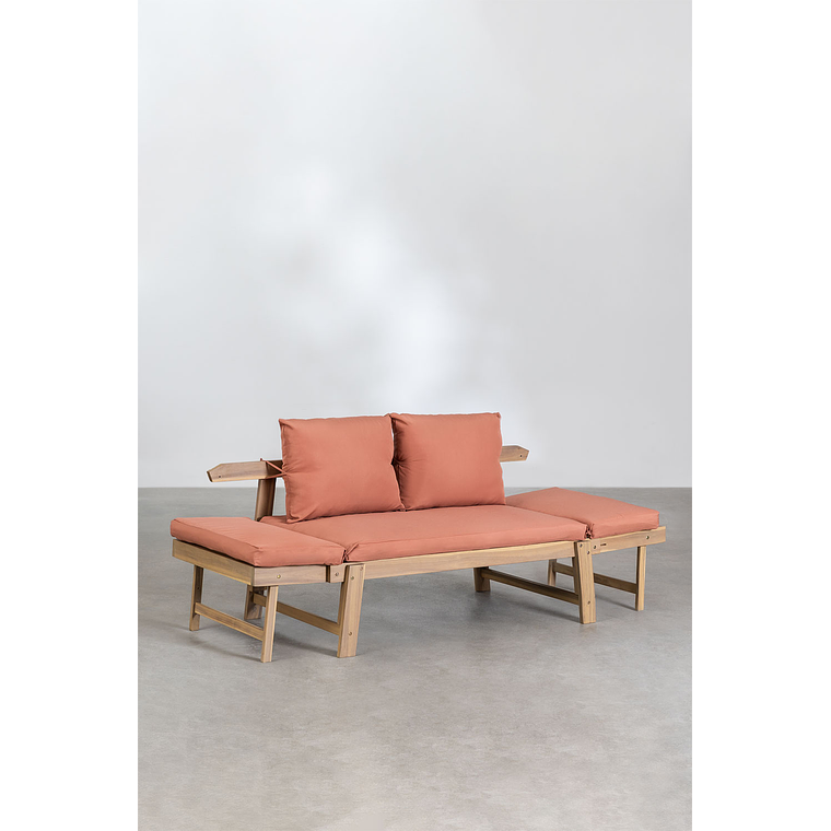 Sofá 3 Plazas de Terraza Regulable en Madera de Acacia Guille rojo teja 4