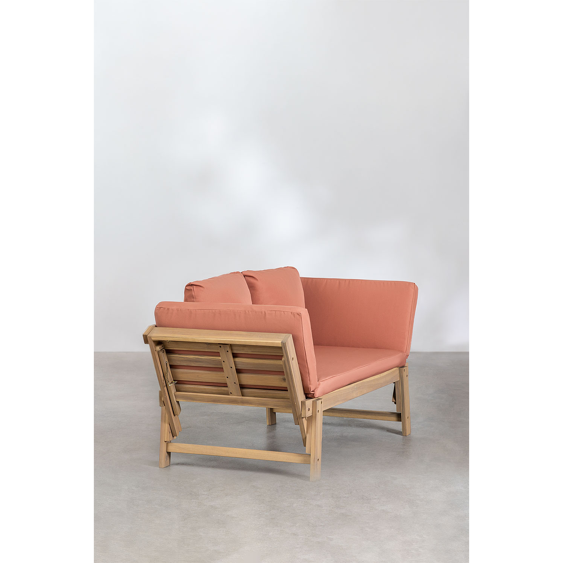 Sofá 3 Plazas de Terraza Regulable en Madera de Acacia Guille rojo teja 5