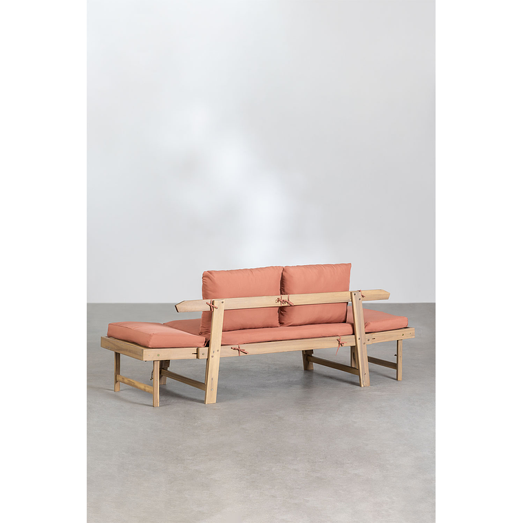 Sofá 3 Plazas de Terraza Regulable en Madera de Acacia Guille rojo teja 6