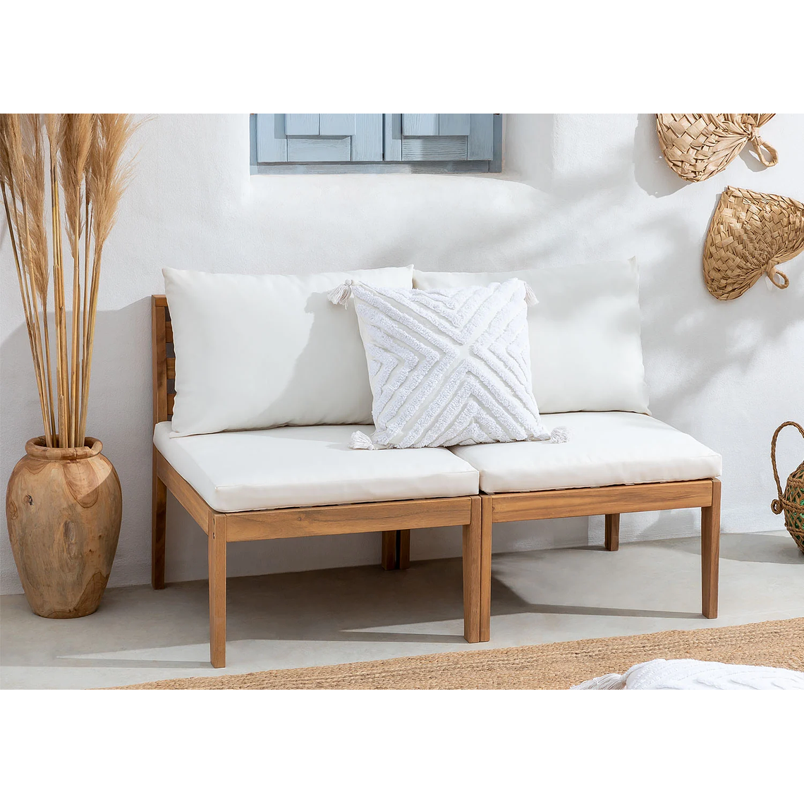 Sofa de Jardín de 2 Piezas Filips blanco gardenia 1